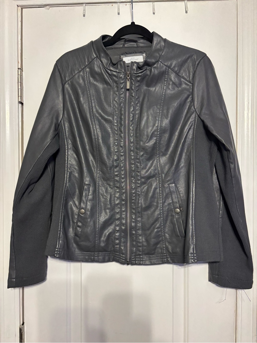 Women’s Grey Vinyl Zip Up Jacket